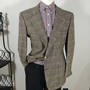 VTG Meeting‎ Street Mens Tweed Sport Coat Blazer Two Button Brown Plaid 44R